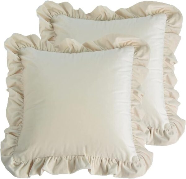 Velvet Ruffle Decorative Pillow Covers