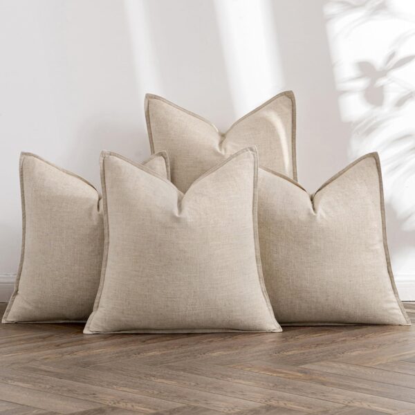 Checked Linen Decorative Throw Pillow Covers
