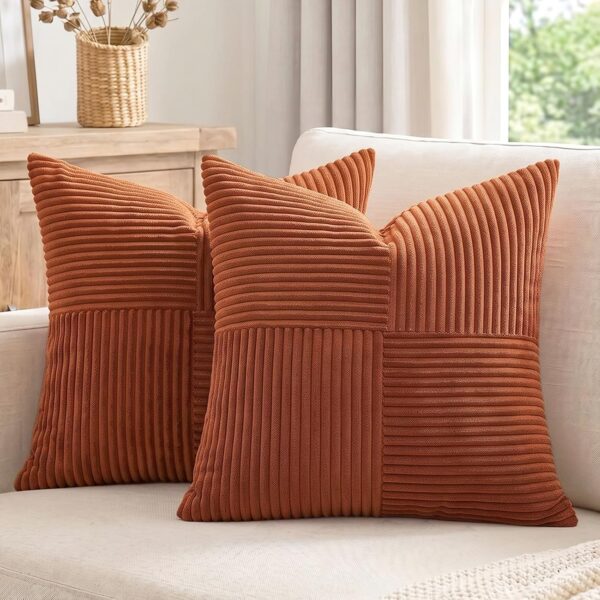 Corduroy Patchwork Textured Throw Pillow Covers
